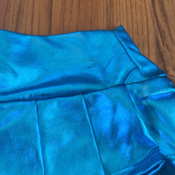 Metallic Blue Micro Mini Pleated Skirt Small - Picture 5 of 8